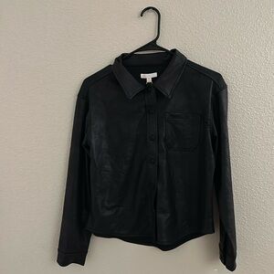 Gb girls soft fake leather button shirt